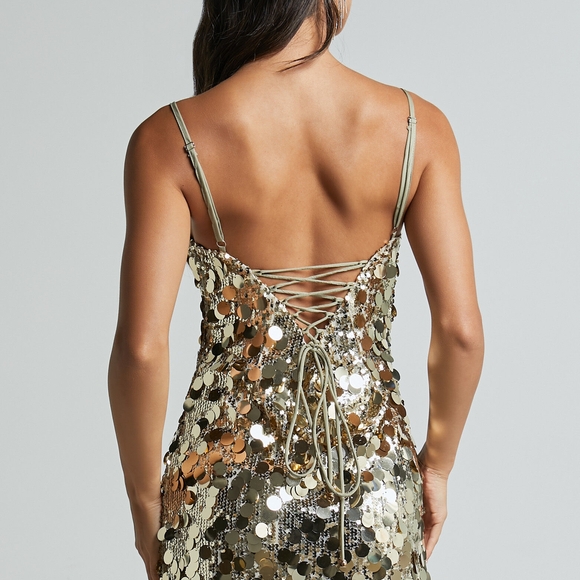 NWT Showpo Gold Mini Dress - Picture 3 of 3